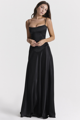 Anabella – Schwarzes Maxikleid mit Schnürung